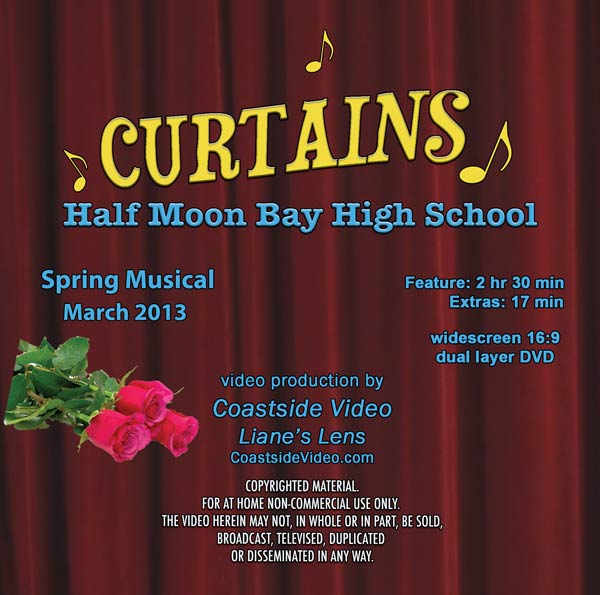 Curtains, HMB High School play, DVD cover image, by Coastside Video and Lianes Lens