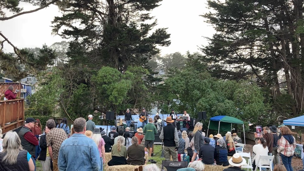 harvest festival scene - lucky dogs on stage